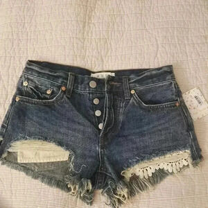 Free people jean shorts with lace